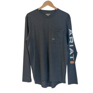 Ariat Rebar Workman Logo Long Sleeve T-shirt Gray Men's Size Medium Workwear